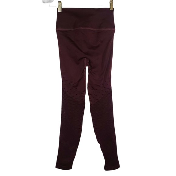 Victoria's Secret Sport Leggings Perforated Lacey Seamless Mesh Burgundy Wine - Picture 4 of 7